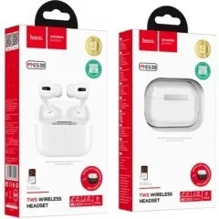 Bluetooth-гарнітура Airpods Hoco ES38 White + Black силікон. Фото 7