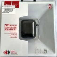 Bluetooth-гарнітура Airpods Hoco S11 Black + Black силікон. Фото 8