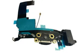 Flat Cable Iphone 5S with charge connector+HF+microfone Black. Фото 7