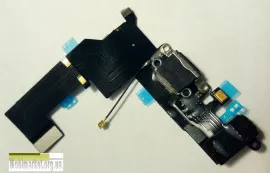 Flat Cable Iphone 5S with charge connector+HF+microfone Black. Фото 8