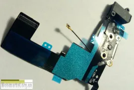 Flat Cable Iphone 5S with charge connector+HF+microfone Black. Фото 10