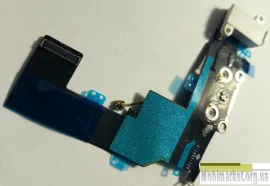 Flat Cable Iphone 5S with charge connector+HF+microfone White. Фото 6
