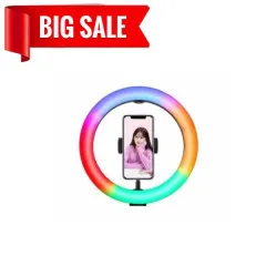 Лампа-кільце Rgb WH34 34cm (з тримачем, без підставки) Black. Фото 7