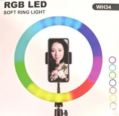 Лампа-кільце Rgb WH34 34cm (з тримачем, без підставки) Black. Фото 9
