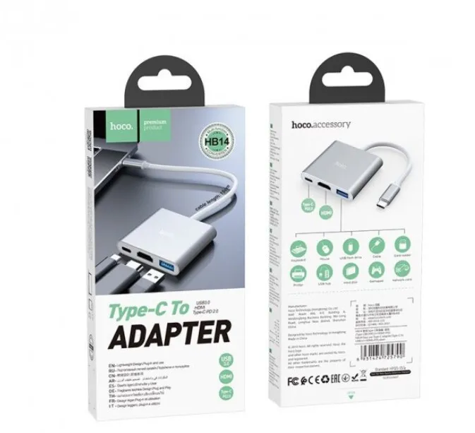 Usb Hub Hoco HB14 (Type C to USB+Hdmi+Type C). Фото 8