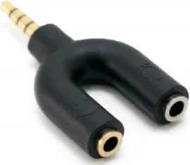 Адаптер 3 3,5 на 2 3,5 маму (без кабеля) Black. Фото 2