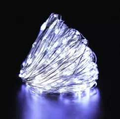 Гірлянди на батарейку нитка 100 діодів 10м White. Фото 3