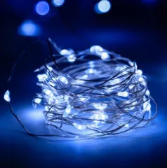 Гірлянди на батарейку нитка 50 діодів 5м Blue. Фото 4