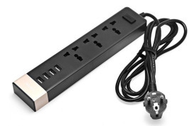 Мережевий фільтр,подовжувач REMAX RU-S2 НА 4USB + 3 РОЗЕТКИ 2м BLACK