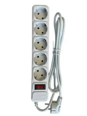 Мережевий фільтр,подовжувач Maxxter SPM5-G-6G на 5 розеток 1,8м сірий. Фото 2