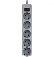 Мережевий фільтр,подовжувач Perfeo на 5 розеток 1,8м сірий. Фото 2