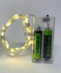 Гірлянди на батарейку нитка 40 діодів 2м Yellow. Фото 2