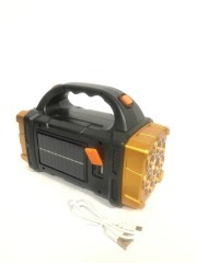 Ліхтарик HB-1678 (solar+ micro usb charge) (в руку) Gold