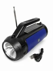 Колонка портативна (FM+USB flash+ micro SD+Bluetooth) + ліхтарик solar Haf HF-U39 Blue