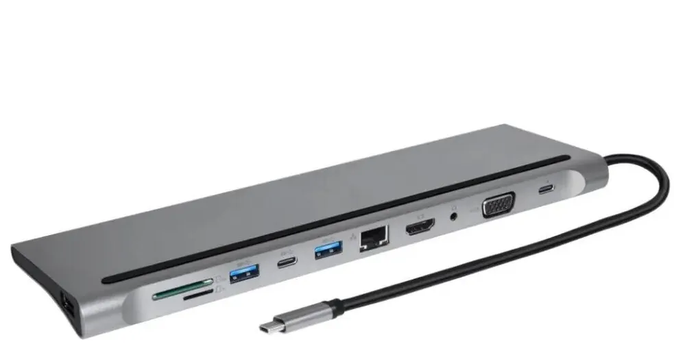Usb Hub XO HUB010 (Type C to 3Usb+Hdmi+2Type C+RJ45+SD+MicroSD+Vga+3.5). Фото 3