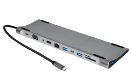 Usb Hub XO HUB010 (Type C to 3Usb+Hdmi+2Type C+RJ45+SD+MicroSD+Vga+3.5)