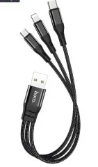 Кабель Usb  Hoco X47 3in1 (iPhone+Micro+Type C) 0.25m Black (packing 31/310). Фото 2