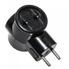 Трійник в розетку 6А Black. Фото 2