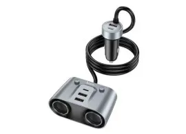 Авторозгалужувач 2 гнiзда 3Usb + 2Type C LCD Hoco Z51. Фото 2