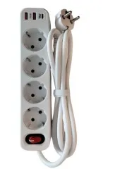 Мережевий фільтр,подовжувач Hoco NS1 НА 2USB 3.0 + Type c 20w + 4 розетки 1.8м White