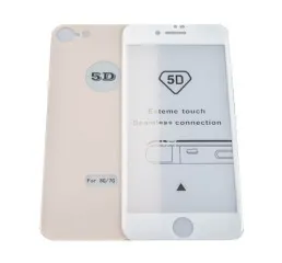 Захисне скло iPhone 8 5D 2in1 White+Gold. Фото 3