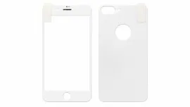 Захисне скло iPhone 8+ 5D 2in1 White+Gold. Фото 2