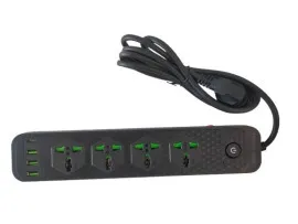 Мережевий фільтр,подовжувач J02 на 3usb + Type c + 4 розетки 3000W 2м Black. Фото 2