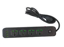 Мережевий фільтр,подовжувач J02 на 3usb + Type c + 4 розетки 3000W 2м Black