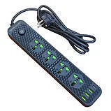 Мережевий фільтр,подовжувач J02 на 3usb + Type c + 4 розетки 3000W 2м Black. Фото 2