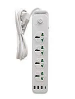 Мережевий фільтр,подовжувач J02 на 3usb + Type c + 4 розетки 3000W 2м White