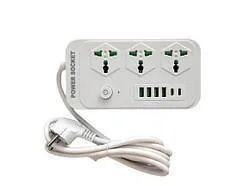 Мережевий фільтр,подовжувач J07 на 4usb + 2Type c + 3 розетки 3000W 2м White