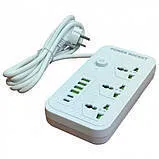Мережевий фільтр,подовжувач J07 на 4usb + 2Type c + 3 розетки 3000W 2м White. Фото 3