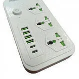 Мережевий фільтр,подовжувач J07 на 4usb + 2Type c + 3 розетки 3000W 2м White. Фото 6