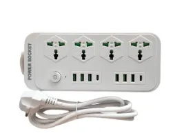 Мережевий фільтр,подовжувач J08 на 6usb + 2Type c + 4 розетки 3000W 2м White. Фото 2