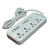 Мережевий фільтр,подовжувач J08 на 6usb + 2Type c + 4 розетки 3000W 2м White. Фото 4