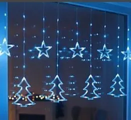 Дощик зірочки і ялинки 120 led Blue 3м