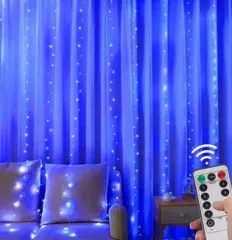 Штора капля роси на Usb + пульт Blue 3*2м. Фото 3