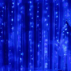 Штора капля роси на Usb + пульт Blue 3*3м. Фото 3