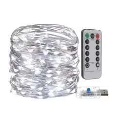 Гірлянди Роса 300 діодів біла нитка 30м Usb + пульт White