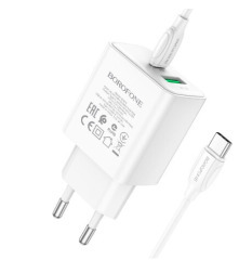 Мзп Borofone BA67A 2in1 (блок на Usb i Type C + Type C/Lighting) White