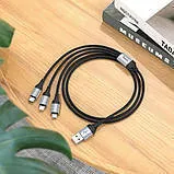 Кабель Usb  Hoco X102 3in1 (iPhone+Micro+Type C) 1m Black. Фото 6