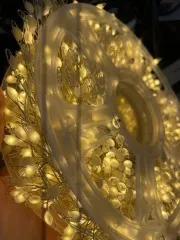 Гірлянди Роса Мішура 1500 великих діодів біла нитка 50м + пульт Yellow. Фото 2