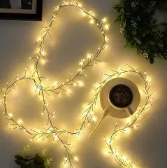 Гірлянди Роса Мішура 1500 великих діодів зелена нитка 50м + пульт Yellow