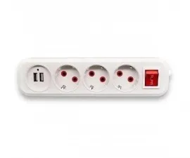 Мережевий фільтр,подовжувач RLFR на 3 розетки 5м з заземленням White