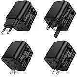 Адаптер єврорезетка з 3 Hoco AC29 Black. Фото 3