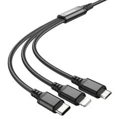 Кабель Usb  Hoco X76 3in1 (iPhone+Micro+Type C) 1m
