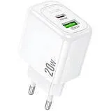 Мзп Hoco CS54A (блок на Usb i Type C + Type c/Lighting) 20w White. Фото 2