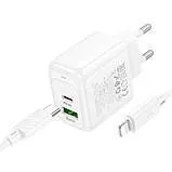 Мзп Hoco CS54A (блок на Usb i Type C + Type c/Lighting) 20w White. Фото 5