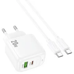 Мзп Hoco CS54A (блок на Usb i Type C + Type c/Type c) 20w White. Фото 8