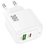 Мзп Hoco CS55A (блок на Usb i Type C + Type c/Lighting) 30w White. Фото 6